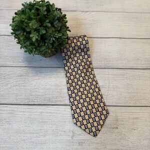 Vintage Sophisticated Patterned Tie in Blue and Gold